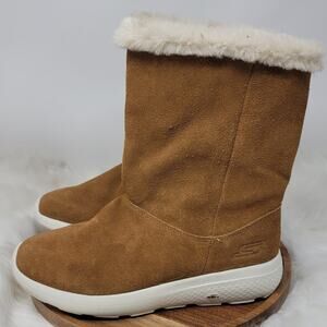 Skechers Goga Mat Technology Gen 5 Winter Brown Faux Suede Boots 6